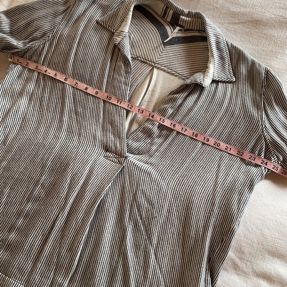 Free People | Blue & White Railroad Stripe Popover | L - Picture 14 of 15
